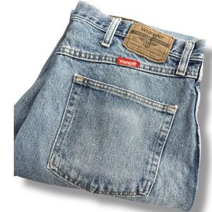 Wrangler Mens Jeans 37x34 (36x34) Light Wash Regular Fit Denim Pants DISTRESSED